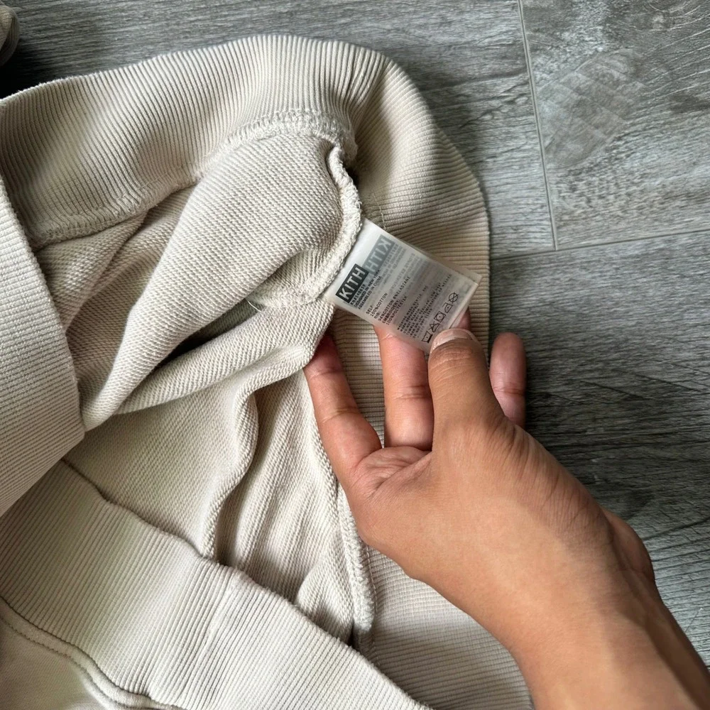 Kith Quarter Zip Pullover Sweatshirt Beige Cream Small mens